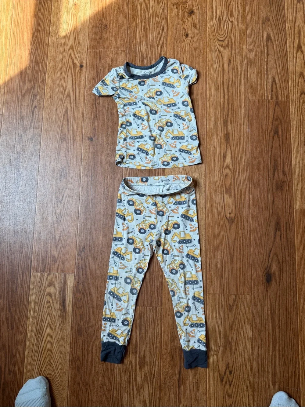 Caden Lane Yellow & Gray Construction Pajama Set